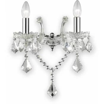 Image of Ideal Lux Lighting - Ideal Lux Florian - 2 Light Indoor Glass Candle Wall Light Chrome with Crystals, E14