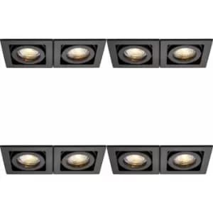 Image of 4 pack Twin Recessed Boxed Downlight - 2 x 50W GU10 Reflector - Matt Black