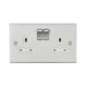 Image of Knightsbridge - 13A 2G dp Switched Socket with White Insert - Square Edge Brushed Chrome