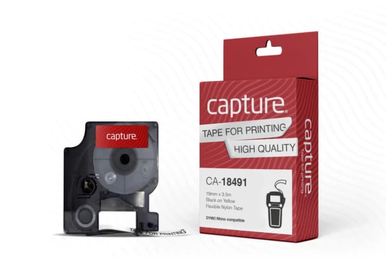 Image of Capture CA-18491 label-making tape Black on yellow