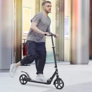 Image of HOMCOM Foldable Kick Scooter w/ Adjustable Handlebar, Rear Brake, 20cm Big Solid Wheels and Shock Absorption System for 14+ Teens Adult Kids