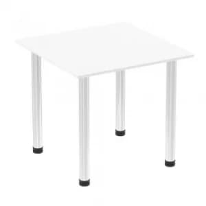 Image of Impulse 800mm Square Table White Top Chrome Post Leg