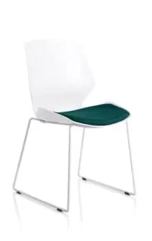Image of Florence Sled White Frame Bespoke Maringa Teal Fabric Visitor Chair