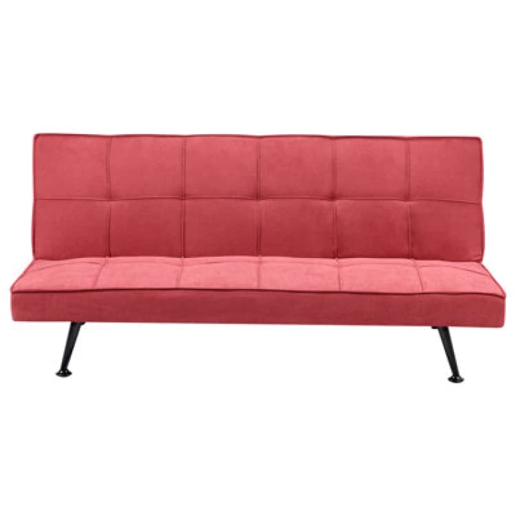 Image of Beliani Sofa Bed 3 Seater Hasle Fabric Red