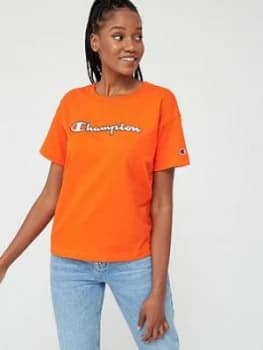 Image of Champion Crewneck T-Shirt - Red , Red, Size XS, Women