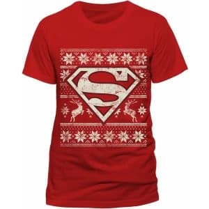 Image of Superman - Fair Isle Logo Mens X-Large T-Shirt - Red