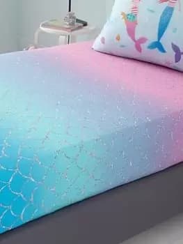 Image of Catherine Lansfield Mermaid Pink Fitted Sheet - Db, Pink, Size Double