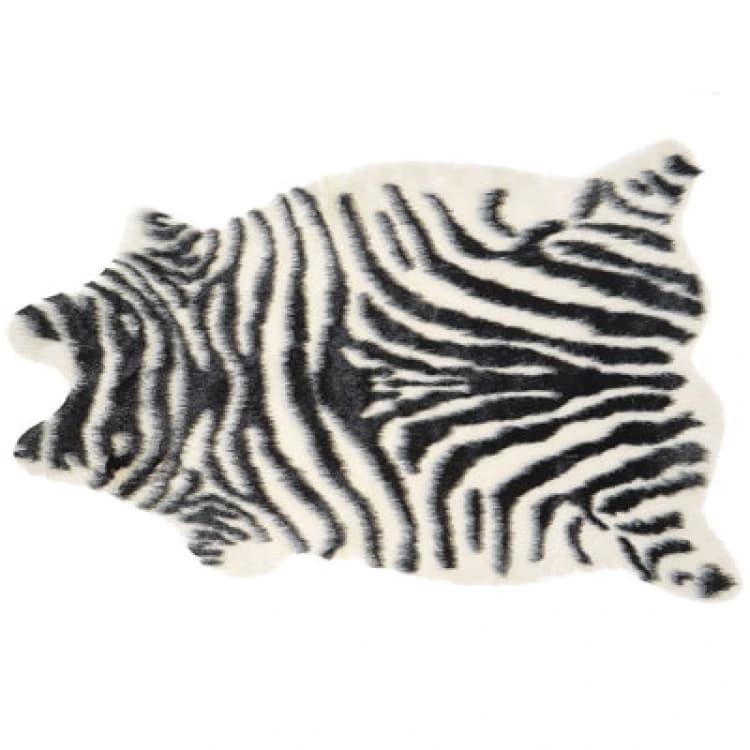 Image of Beliani Faux Fur Rug Nambung White Black 60 X 90 Cm