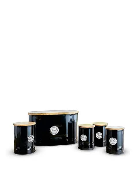 Image of Tower Tower Canister & Bread Bin Storage Set Black OT52001