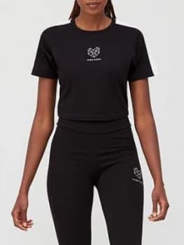 Image of Pink Soda Pink Soda Dakota Panel Slim Tee, Black/White, Size 8, Women