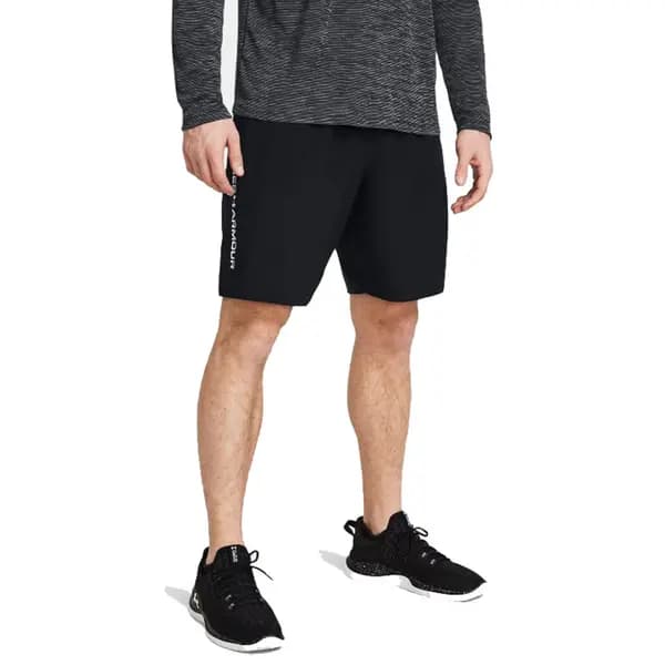 Image of Under Armour Mens Woven Wordmark Sports Shorts XL - Waist 38-40' (96.5-101.6cm) Black White 1383356-001-XL