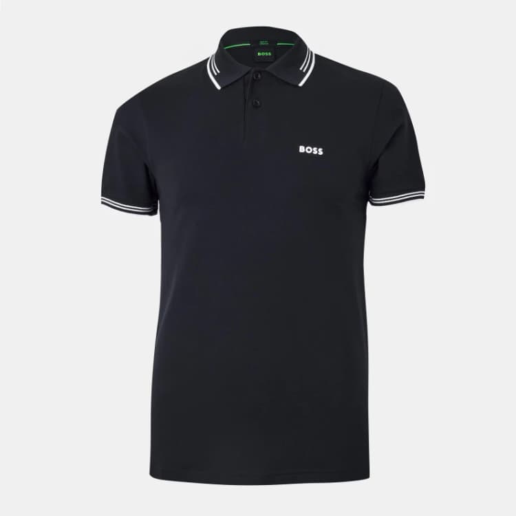 Image of Boss Mens HBG Paul Polo Contrast Striped Trim Shirt Short Sleeve Polos XL White 54489427470