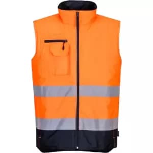Image of Oxford Weave 300D Class 2 Two Tone Hi Vis Bodywarmer Orange / Navy 3XL