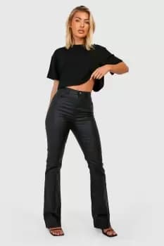 Image of Coated High Waisted Flared Jeans