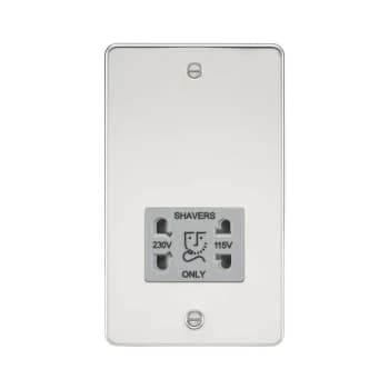 Image of Flat Plate 115/230V dual voltage shaver socket - polished chrome with grey insert - Knightsbridge