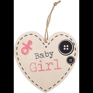 Image of Baby Girl Hanging Heart Sign