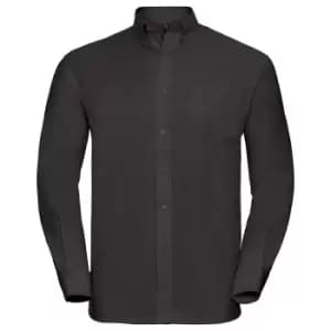 Image of Russell Collection Mens Long Sleeve Easy Care Oxford Shirt (21inch) (Black)