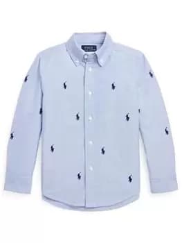 Image of Ralph Lauren Boys All Over Pony Shirt - Blue Size 7 Years=S