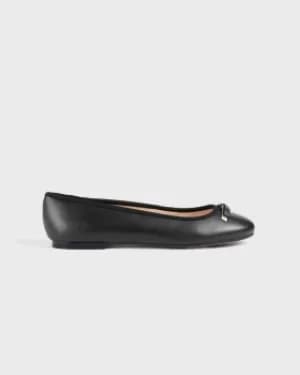 Image of Leather Bow Ballerina Shoe
