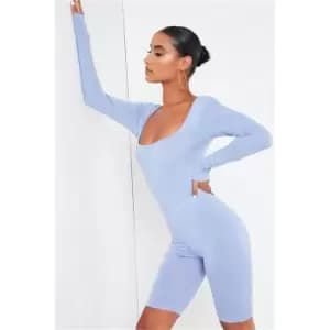Image of I Saw It First Dusty Blue Jersey Cycling Shorts - Blue