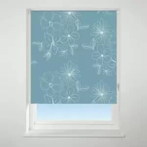 Image of Universal Patterned Floral Cluster Teal Blackout Roller Blind Teal (Green)
