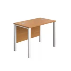Image of Goal Post Rectangular White Frame Straight Desk - Nova Oak