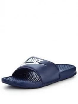 Image of Nike Benassi Just Do It. Slider, Navy/White, Size 11, Men
