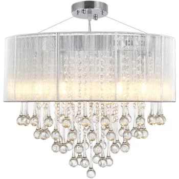 Image of Homcom - Elegant Modern Crystallite Ceiling Chandelier Light w/ Round Drum Silver