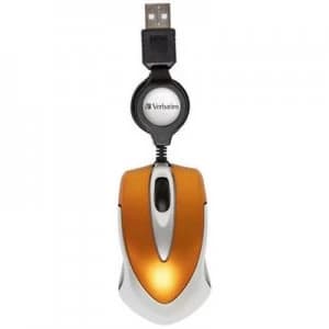 Image of Verbatim Go Mini USB WiFi mouse Optical Cord winder Orange