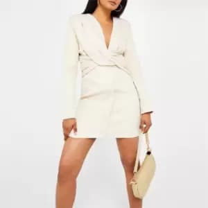 Image of Missguided Tailored Twist Front Mini Dress - White