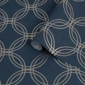 Image of Superfresco Easy Navy Geometric Textured Wallpaper