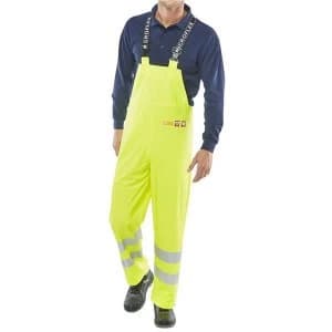Image of Click Fireretardant Medium Fire Retardant Protective Trousers and Bib Yellow
