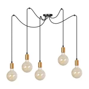 Image of Spark Black Cluster Pendant Ceiling Light 5x E27