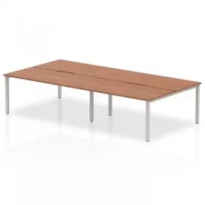 Image of B2B Silver Frame Bench Desk 1600 Walnut (4 Pod)