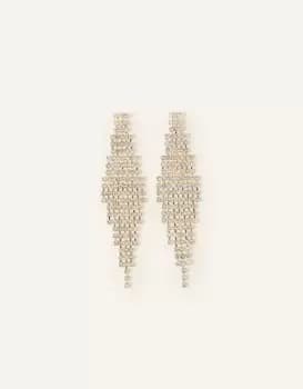 Image of Accessorize Womens Crystal Waterfall Statement Earrings