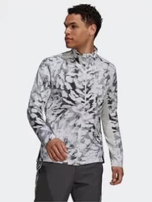 Image of adidas Fast Graphic Primeblue Jacket, Grey/White Size M Men