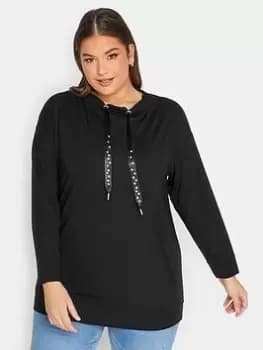 Image of Yours Luxury Star Tie Cotton Blend Sweatshirt, Black, Size 18, Women