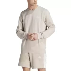 Image of Essentials Fleece Sweatshirt with Embroidered Logo and Crew Neck in Cotton Mix