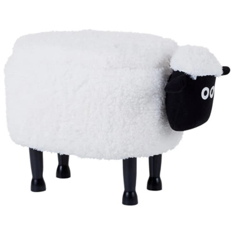 Image of Beliani Storage Animal Stool Sheep Fabric White Sheep