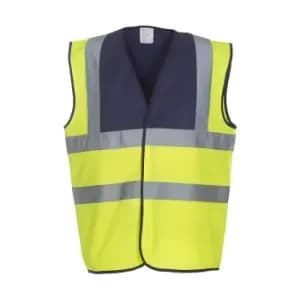 Image of Yoko Adults Unisex Two Tone Class 1 Reflective Jacket (2XL) (Navy/Hi-Vis Yellow)