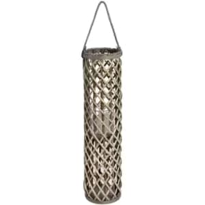 Image of Large Wicker Lantern with Glass Hurricane