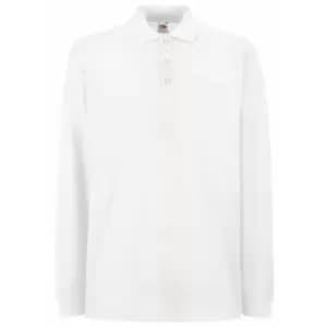 Image of Fruit Of The Loom Mens Premium Long Sleeve Polo Shirt (2XL) (White)