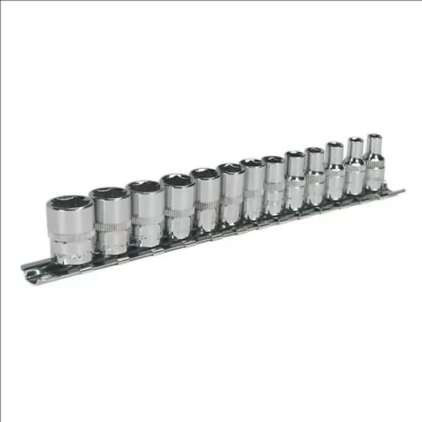Image of Genuine SEALEY AK2691 Socket Set 13pc 1/4Sq Drive 6pt WallDrive® - Metric
