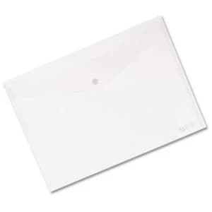 Image of Seco Heavy Duty Polypropylene Wallet A4 Clear Popper-seal Oxo-biodegradable Pack of 5