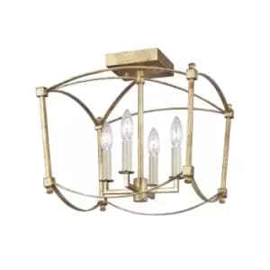 Image of Feiss Thayer Semi Flush Ceiling Light Antique Gold