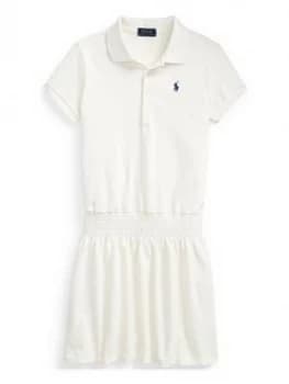 Image of Ralph Lauren Girls Classic Short Sleeve Polo Dress - White, Size 7 Years, S, Women