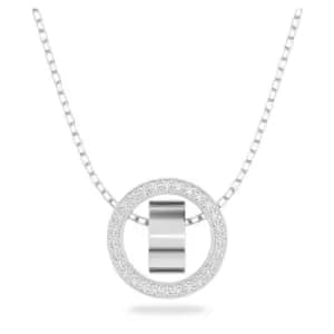 Image of Hollow Pendant Circle White Rhodium Plated Necklace 5636501