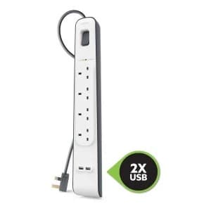 Image of Belkin BSV401AF2M 4 Socket Surge Protector Extension Cable - 2M