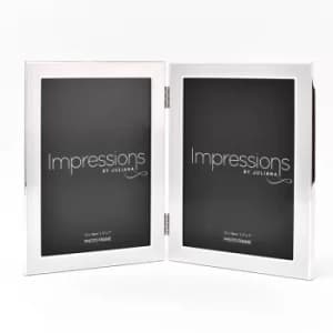 Image of Impressions Photo Frame Matt/Shiny Silver Double 5" x 7"