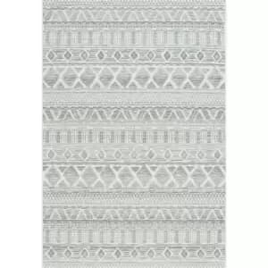 Image of Homespace Direct - Brighton Diamond Indoor/Outdoor Rug, Light Grey, 80x150cm - Grey
